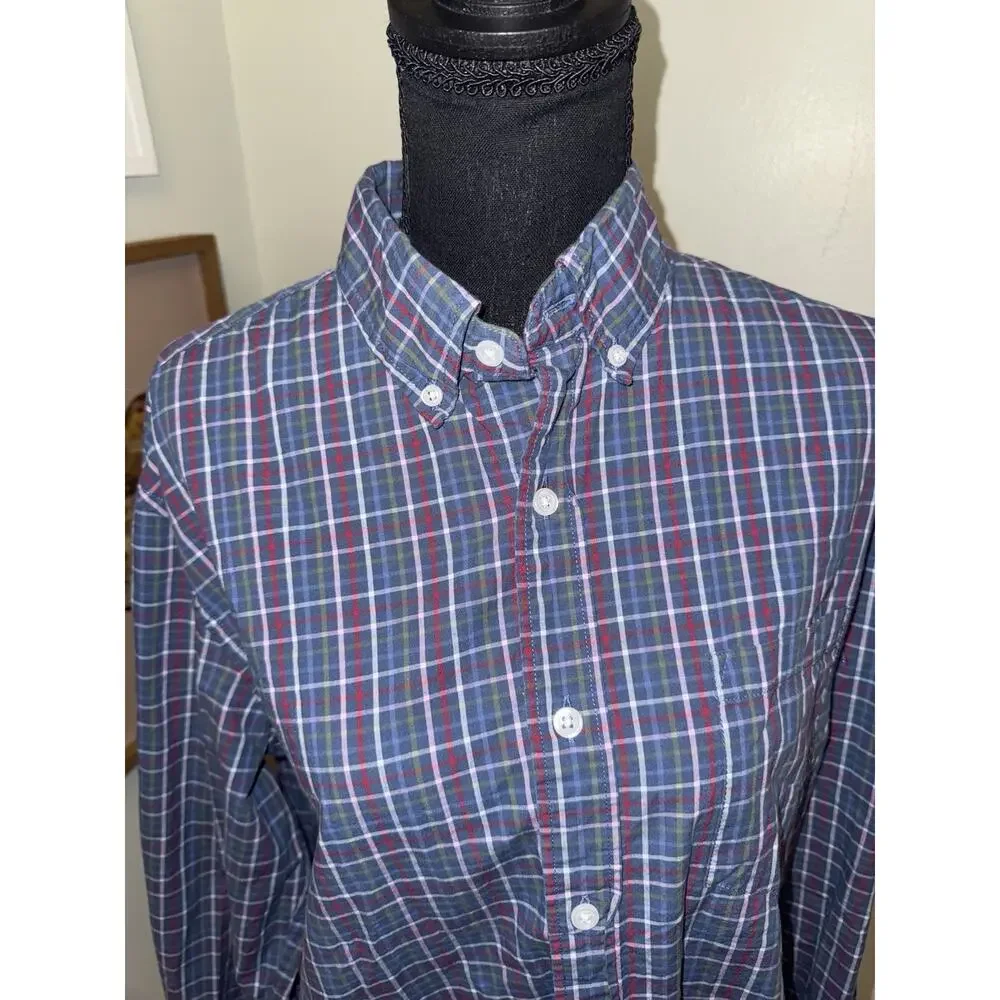 J. Crew Mens Slim Untucked Plaid Flex Washed Long Sleeve Button Up Shirt Large